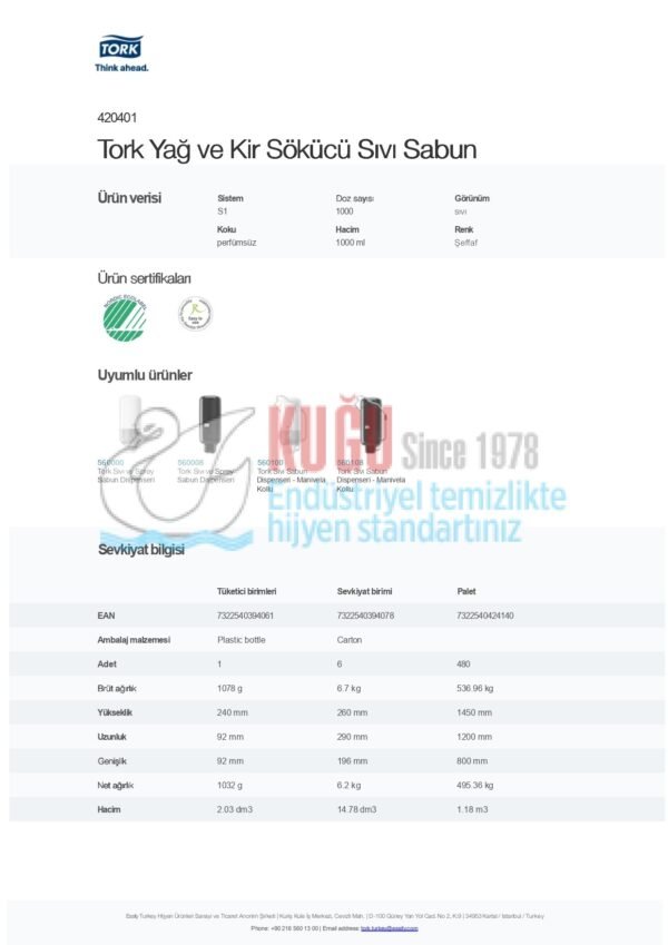 KT-420601 Tork S1 Sistem Premium 1000 ML Saç ve Vücut Sabunu  (1 Adet 1 Litre-Koli İçi 6 Adet) - Görsel 11