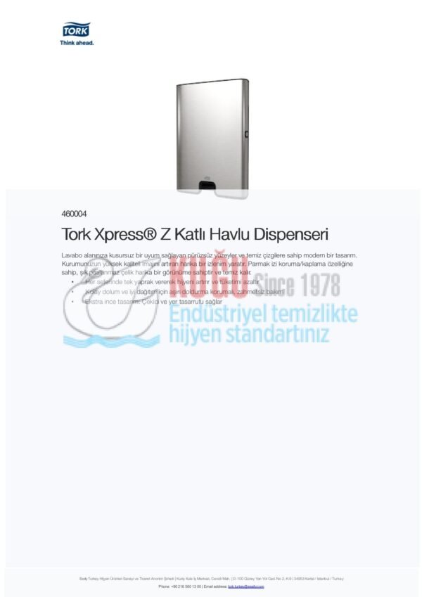 KT-460004 Tork Xpress® H2 Sistem Paslanmaz Çelik Metal Z Katlı Havlu Dispenseri - Görsel 10