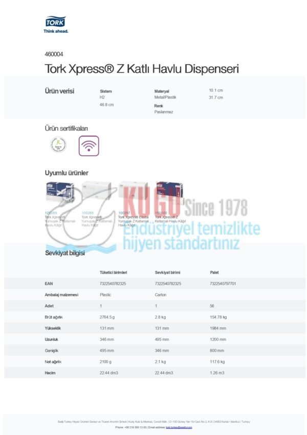 KT-460004 Tork Xpress® H2 Sistem Paslanmaz Çelik Metal Z Katlı Havlu Dispenseri - Görsel 9