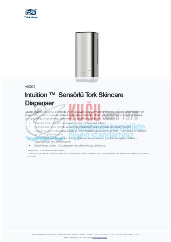 KT-460009 Tork Intuition™ Sensörlü Paslanmaz Çelik Metal S4 Sistem Köpük Sabun Dispenseri - Görsel 9