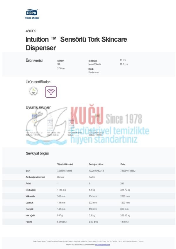 KT-460009 Tork Intuition™ Sensörlü Paslanmaz Çelik Metal S4 Sistem Köpük Sabun Dispenseri - Görsel 10