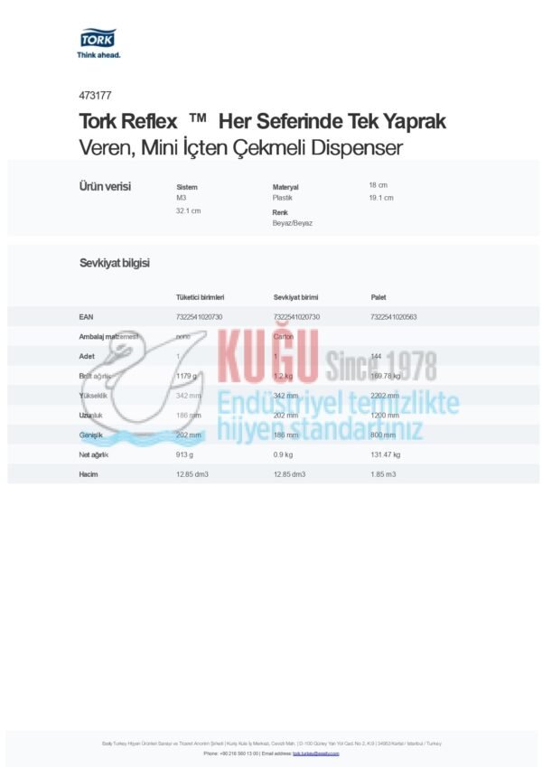 KT-473177 Tork Reflex ™ Her Seferinde Tek Yaprak Veren, Mini İçten Çekmeli Dispenser - Görsel 6