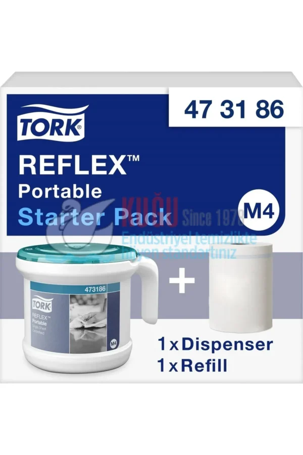 KT-473186 Tork Reflex™ Portable İçten Çekmeli Çekmeli Havlu Başlangıç Paketi (Dispenser Sistemi + 1 Adet Içten Çekmeli Rulo Havlu) - Görsel 1