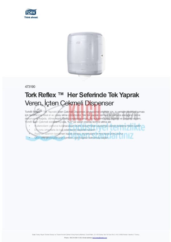 KT-473190 Tork Reflex™ Her Seferinde Tek Yaprak Veren, İçten Çekmeli Dispenser - Görsel 5