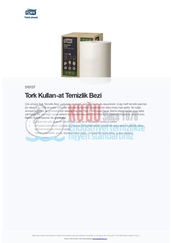 KT-510137 Tork W1 Sistem Kullan-at Temizlik Bezi 400 Yaprak (1 Rulo 152 Metre-Koli İçi 1 Rulo) - Görsel 7