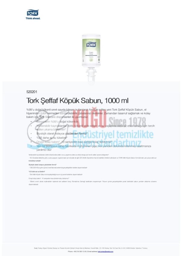 KT-520201 Tork S4 Sistem 1000 ML Şeffaf Clarity Köpük Sabun (1 Adet 1000 ML-Koli İçi 6 Adet) - Görsel 3