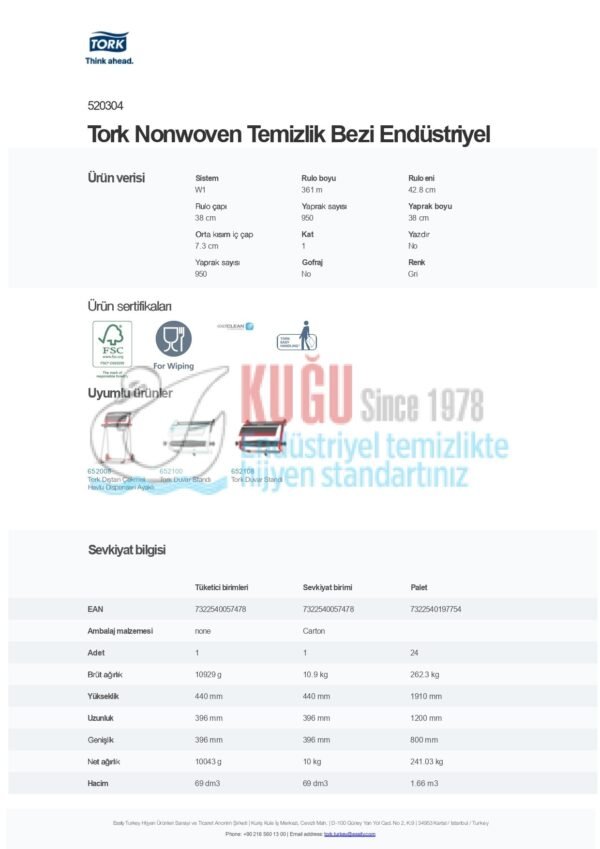 KT-520304 Tork Nonwoven Temizlik Bezi Endüstriyel - Görsel 5