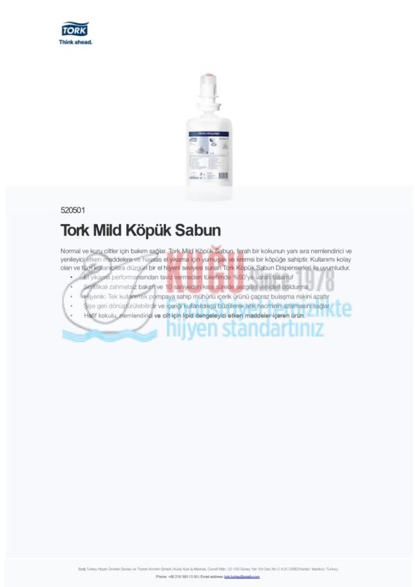 KT-520501 Tork 1000 ML S4 Sistem Mild Premium Köpük Sabun (1 Adet 1000 ML-Koli İçi 6 Adet) - Görsel 8