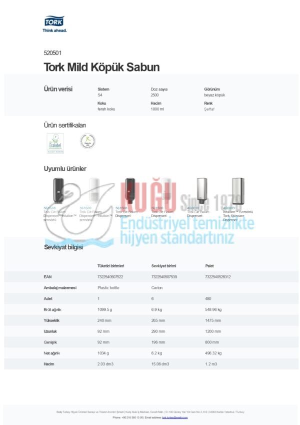 KT-520501 Tork 1000 ML S4 Sistem Mild Premium Köpük Sabun (1 Adet 1000 ML-Koli İçi 6 Adet) - Görsel 12