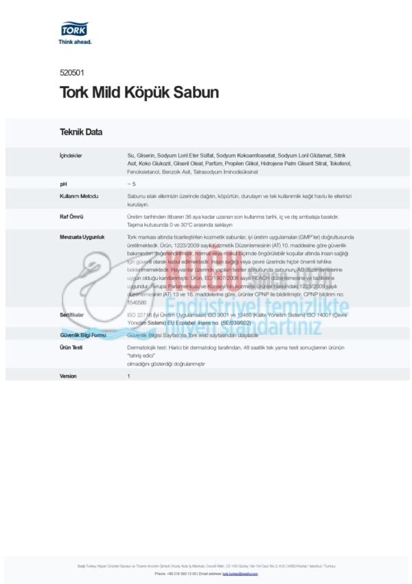 KT-520501 Tork 1000 ML S4 Sistem Mild Premium Köpük Sabun (1 Adet 1000 ML-Koli İçi 6 Adet) - Görsel 13