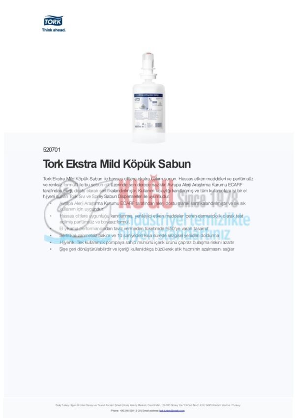 KT-520701 1000 ML Tork Ekstra Mild Köpük Sabun - Görsel 9