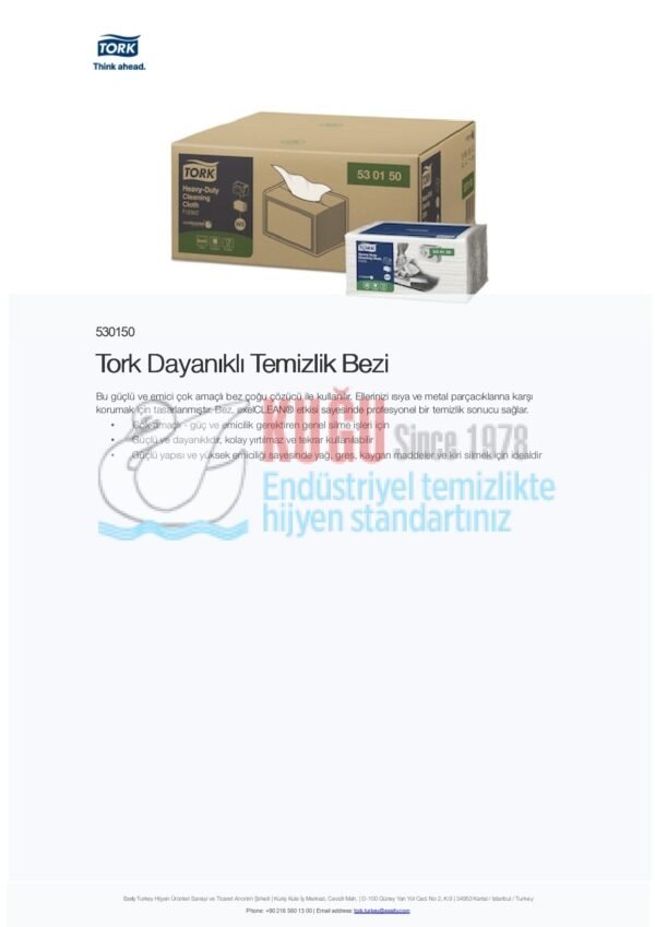 KT-530150 Tork Beyaz Dayanıklı Temizlik Bezi - Görsel 4