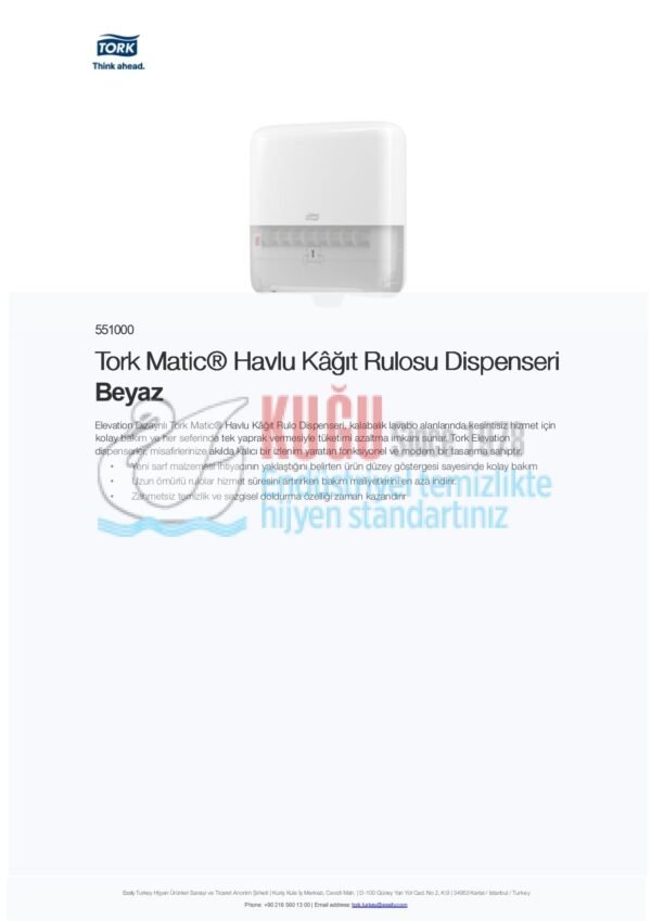 KT-551000 Tork Matic® H1 Sistem Beyaz Manuel Autocut Havlu Kâğıt Rulosu Hareketli Havlu Dispenseri - Görsel 22