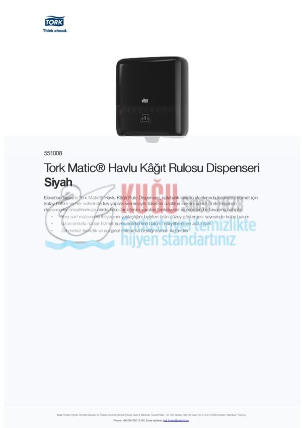 KT-551008 Tork Matic® H1 Sistem Siyah Manuel Autocut Havlu Kâğıt Rulosu Hareketli Havlu Dispenseri - Görsel 13