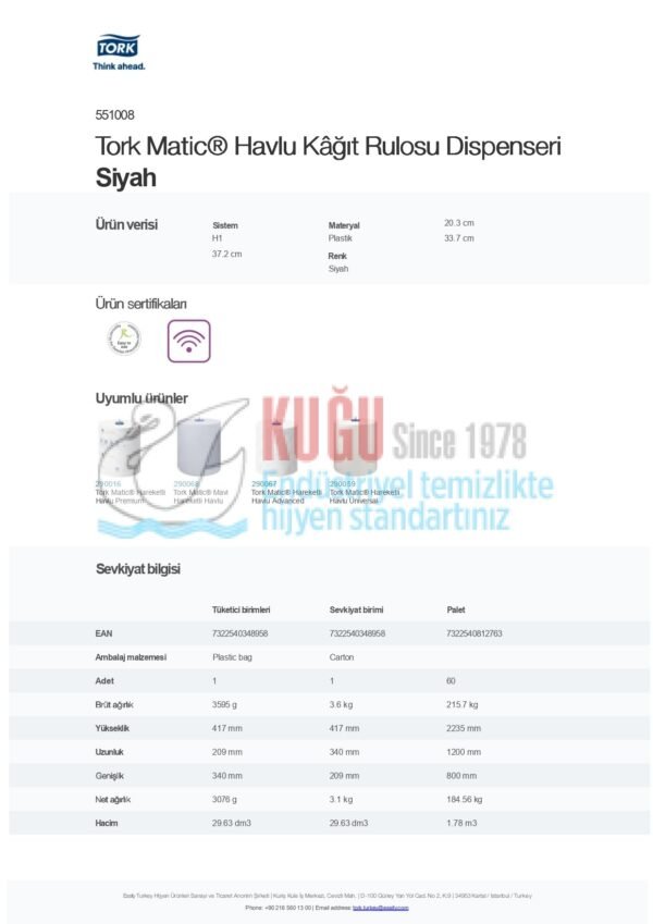 KT-551008 Tork Matic® H1 Sistem Siyah Manuel Autocut Havlu Kâğıt Rulosu Hareketli Havlu Dispenseri - Görsel 12