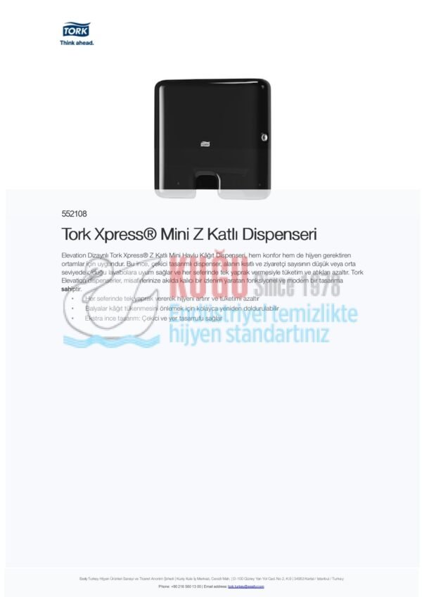 KT-552108 Tork Xpress® Siyah H2 Sistem Mini Z Katlı Havlu Dispenseri - Görsel 7