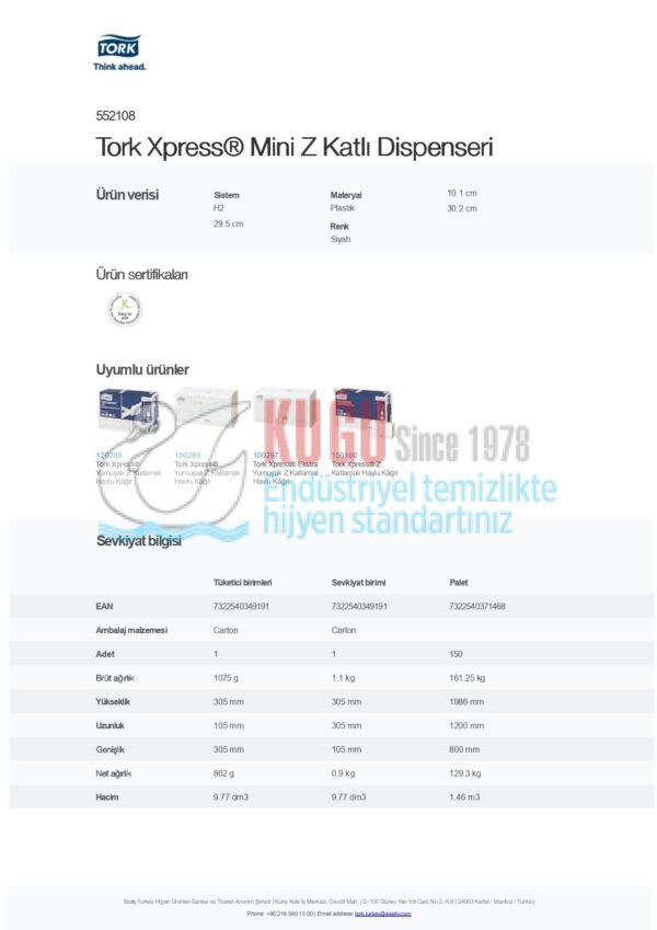 KT-552108 Tork Xpress® Siyah H2 Sistem Mini Z Katlı Havlu Dispenseri - Görsel 8