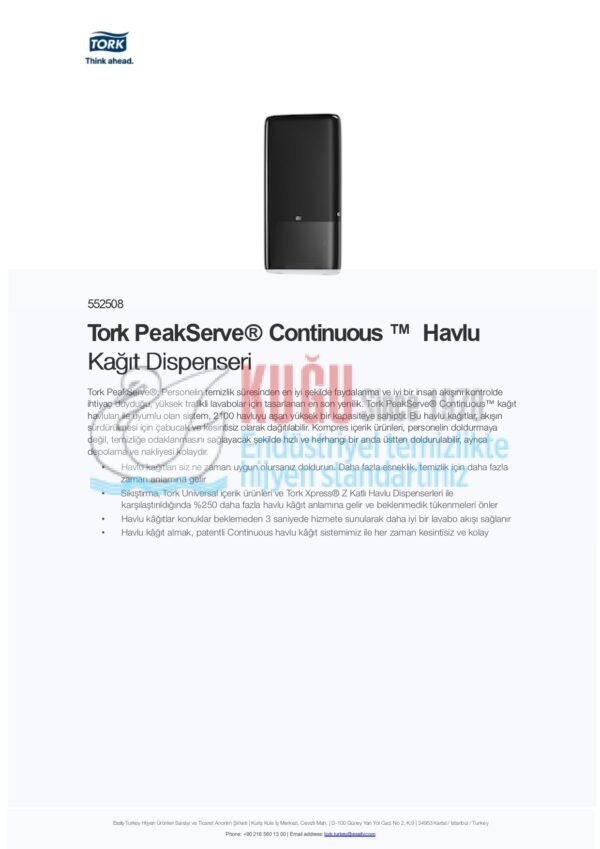 KT-552508 Tork PeakServe® H5 Sistem Siyah Continuous™ Havlu Kağıt Dispenseri - Görsel 12