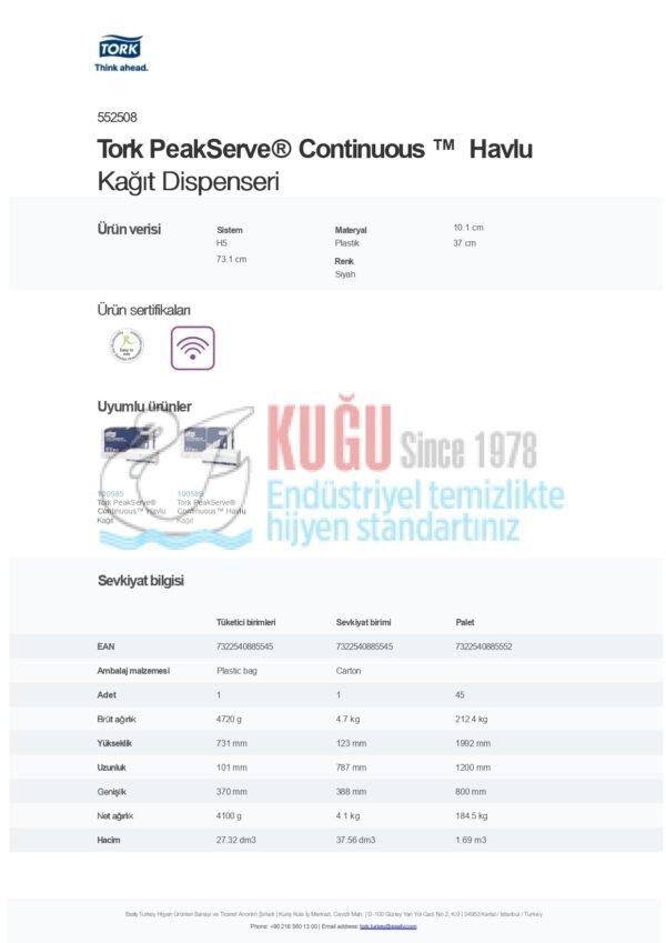 KT-552508 Tork PeakServe® H5 Sistem Siyah Continuous™ Havlu Kağıt Dispenseri - Görsel 13