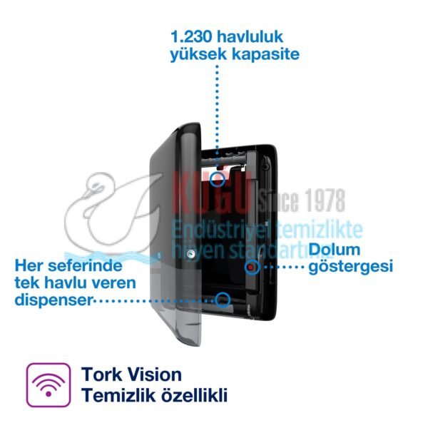 KT-552558 Tork PeakServe® H5 Sistem Mini Continuous™ Kağıt Havlu Dispenseri Siyah - Görsel 5