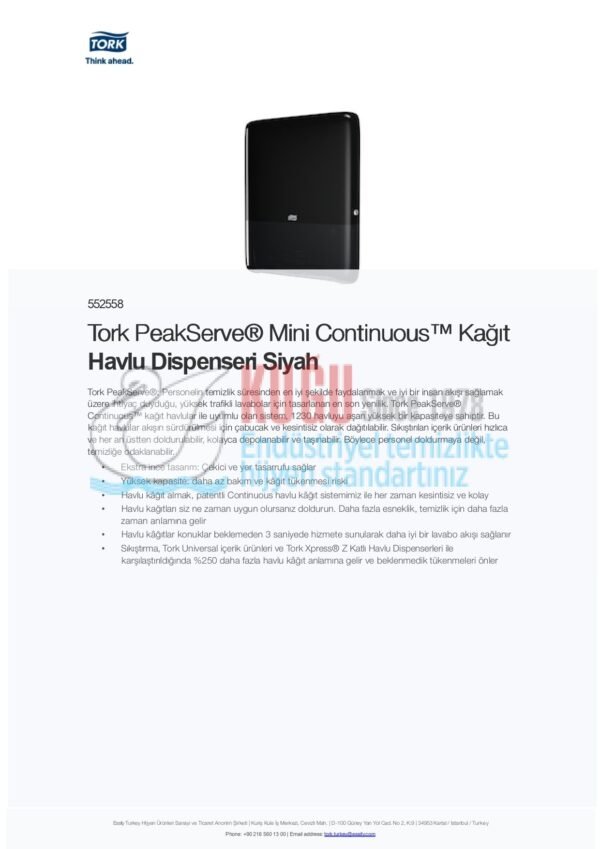 KT-552558 Tork PeakServe® H5 Sistem Mini Continuous™ Kağıt Havlu Dispenseri Siyah - Görsel 15
