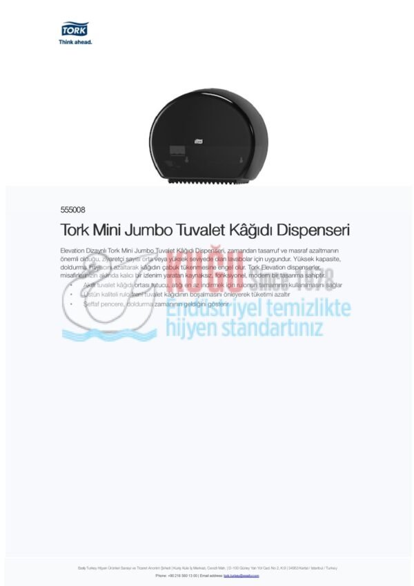 KT-555008 Tork Siyah T2 Sistem Mini Jumbo WC Tuvalet Kâğıdı Dispenseri - Görsel 10