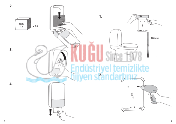 KT-556008 Siyah Tork T3 Sistem C Katlamalı Tuvalet Kâğıdı Dispenseri - Görsel 12