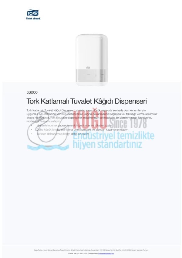 KT-556000 Beyaz Tork T3 Sistem C Katlamalı Tuvalet Kâğıdı Dispenseri - Görsel 9