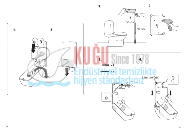 KT-557508 Tork Siyah T6 Sistem İkiz Yedek Bekletmeli Çift Rulo Orta Boy WC Tuvalet Kâğıdı Dispenseri - Görsel 8