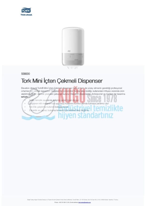 KT-558000 Tork Mini İçten Çekmeli Dispenser - Görsel 5