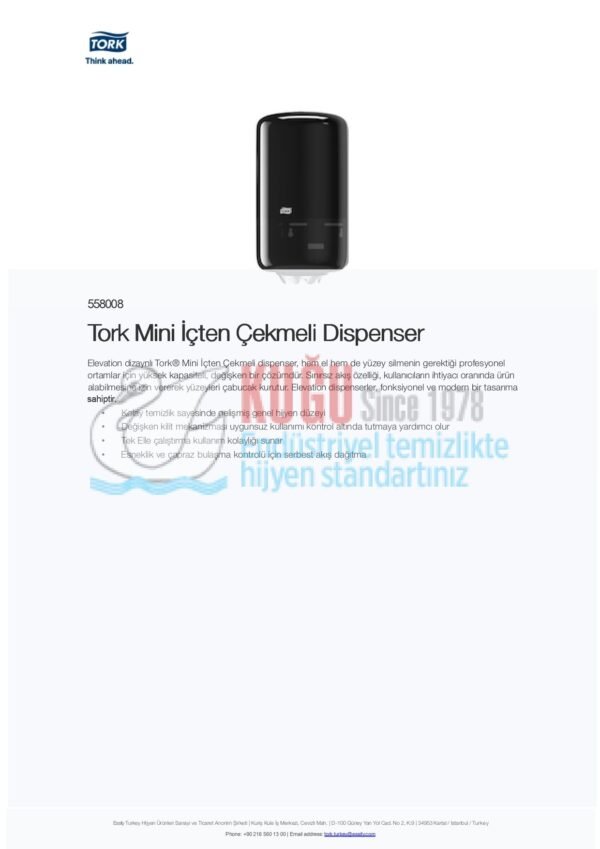KT-558008 Siyah Tork Mini İçten Çekmeli Dispenser - Görsel 5