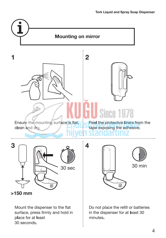 560000-4.png KT-560000 Tork S1 Sistem 1 Litre Beyaz Renk Sıvı Sabun Dispenseri - Görsel 18