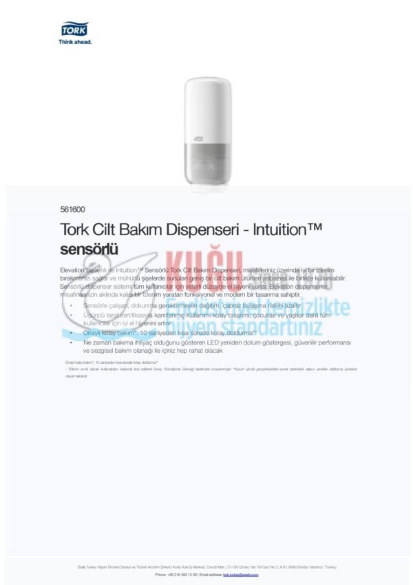 KT-561600 Tork Beyaz Renk S4 Sistem Sensörlü Pilli 1 Litre İç Hacimli Köpük Sabun Dispanseri - Intuition™ - Görsel 13