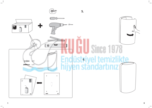 KT-563000 Tork Beyaz B1 Sistem 50 LT Çöp Kovası - Görsel 10