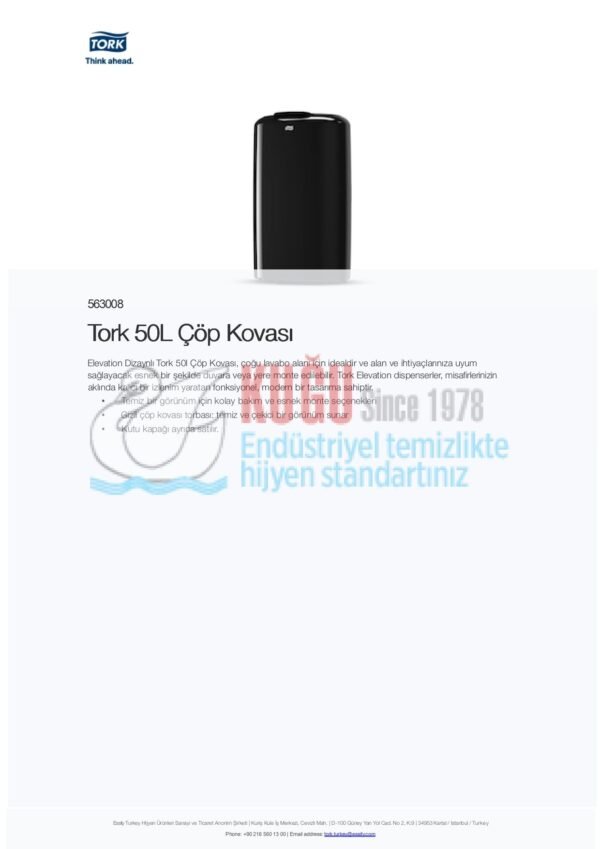 KT-563008 Tork Siyah B1 Sistem 50L Duvar Tipi Çöp Kovası - Görsel 8