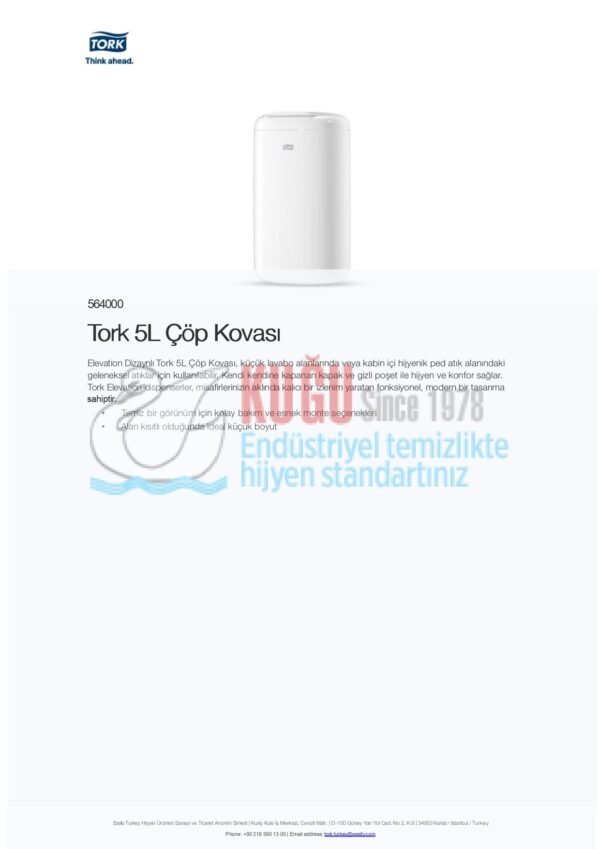 KT-564000 Tork Beyaz Mini B3 Sistem 5L Çöp Kovası - Görsel 6