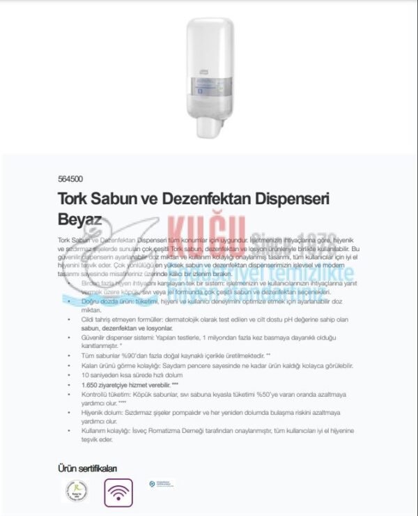 KT-564500 Tork S4 Sistem Beyaz Renk Dozaj Ayarlı Köpük Sabun ve Dezenfektan Dispenseri - Görsel 9