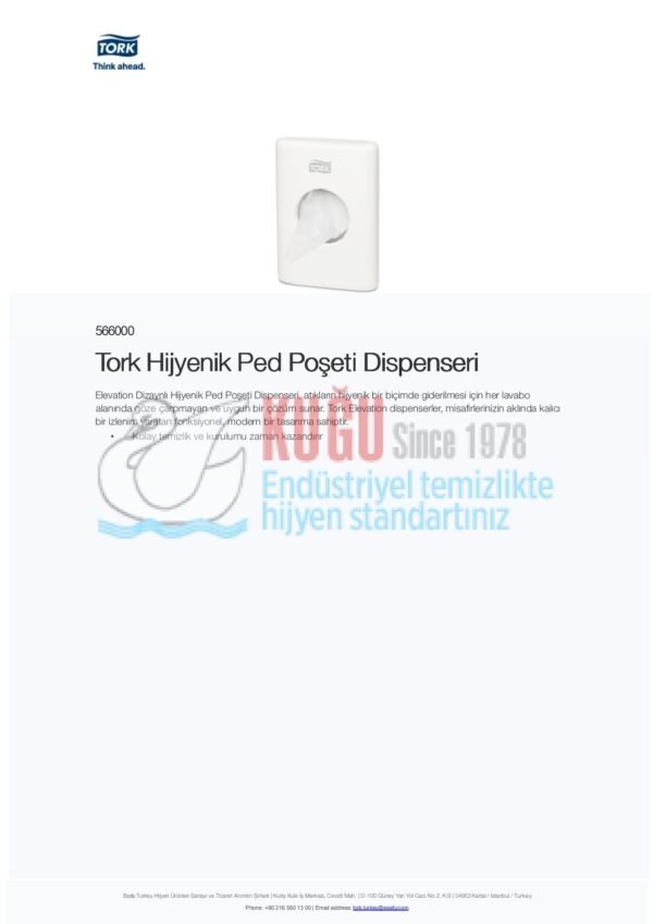 KT-566000 Beyaz Tork Hijyenik Ped Poşeti Dispenseri - Görsel 3