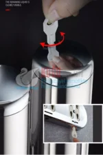 8053-B Siyah Renk Silindir Gövdeli 500ml T Çekmeli 304 Kalite Paslanmaz Çelik Sıvı Sabunluk Duş Jeli, Şampuan, Dezenfektan Verici - Görsel 4
