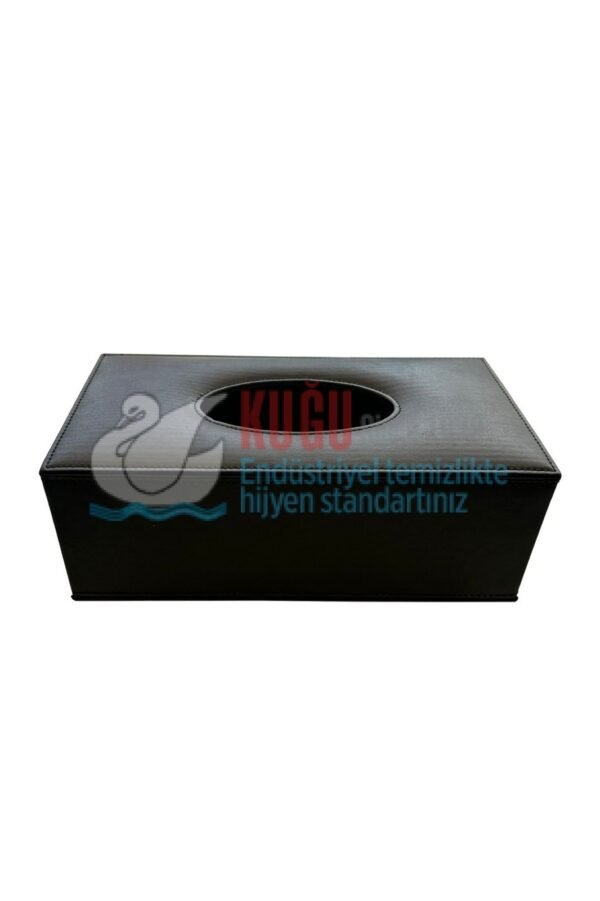 DK-0125 Siyah Renk Deri Kaplı Alttan Açmalı Mıktanıtslı Kağıt Mendil Kutusu Aparatı - Görsel 1