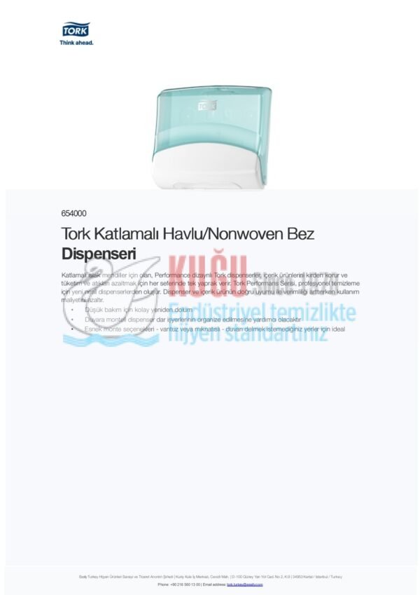 KT-654000 Tork Katlamalı Havlu/Nonwoven Bez Dispenseri - Görsel 5