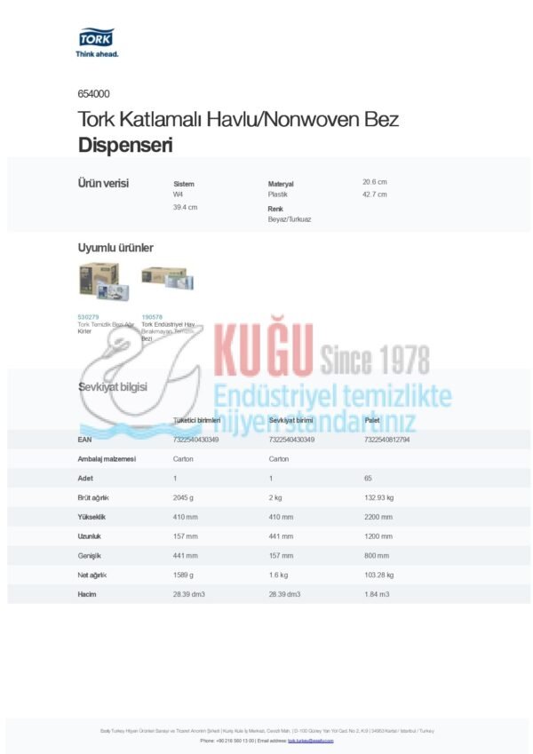 KT-654000 Tork Katlamalı Havlu/Nonwoven Bez Dispenseri - Görsel 6