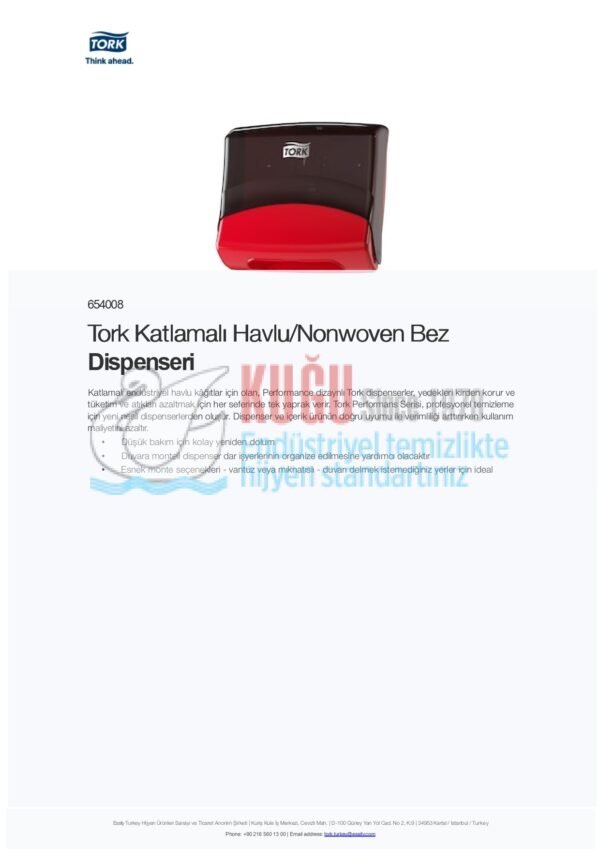 KT-654008 Tork W4 Sistem Kırmızı Katlamalı Havlu/Nonwoven Bez Dispenseri - Görsel 9