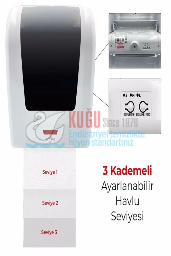 KGF-F047 Beyaz Renk FOTOSELLİ Elektrikli ve Pilli 21 cm KAĞIT HAVLU VERİCİ - Görsel 3