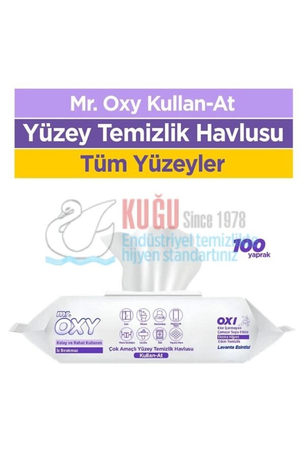TİC.486 MR OXY ÇOK AMAÇLI YÜZEY TEM.HAVLUSU 100'LÜ BEYAZ SABUN KOKULU - Görsel 3
