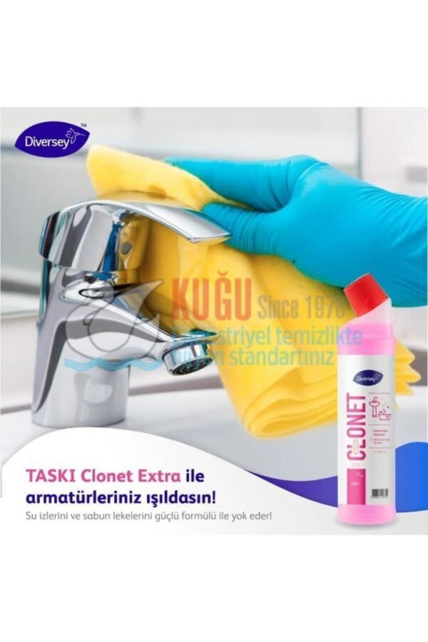70024840 Diversey Taski Clonet Extra W41 Kireç Çözücü ve Banyo Temizleyici 750 ml - Görsel 6