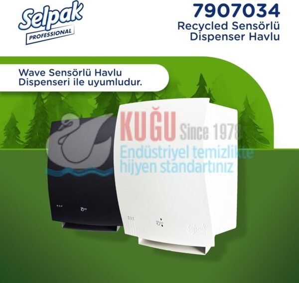 7907034 Selpak Professional Recycled Sensörlü 21 Cm Hareketli Makine Havlusu - (1 Rulo 135 metre, Koli İçi 6 Rulo) - Görsel 5