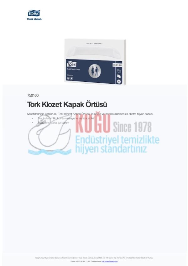 KT-750160 Tork V1 Sistem Klozet Kapak Örtüsü (1 Paket 250 Adet-Koli İçi 20 Paket) - Görsel 6