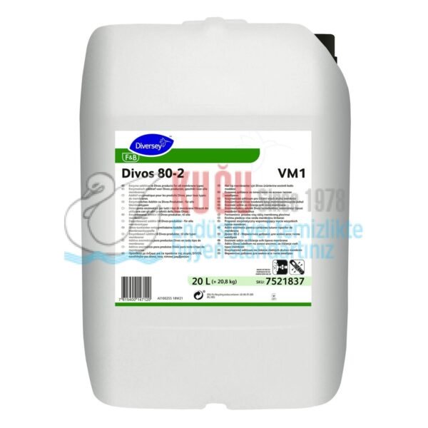 7521837 Diversey Divos 80-2 VM1 20L - Tüm membran tipleri için Divos ürünlerine enzim katkı maddesi - Görsel 1
