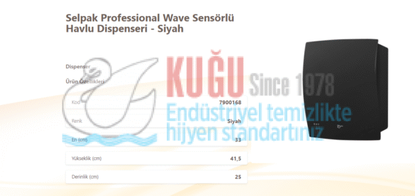 KGE-7900168 Selpak Professional Siyah Renk Wave Sensörlü Havlu Dispenseri (21,5 cm) - Görsel 2